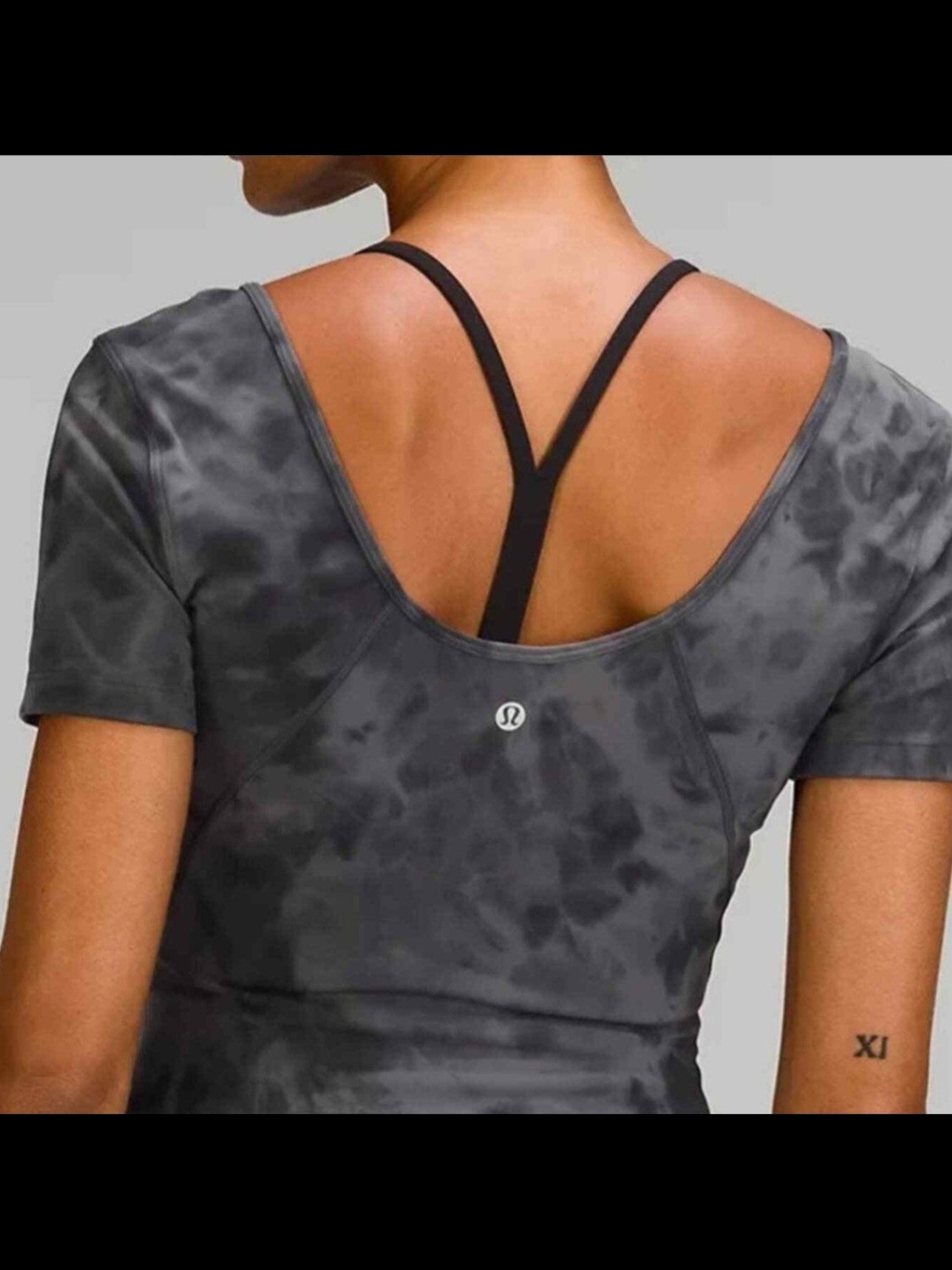 lululemon athletica Gray Tie-Dye Scoop Back Top
